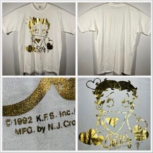 VTG 92 Gold Betty Boop Single Stitch Size Large Made In USA Love Heart Valentine